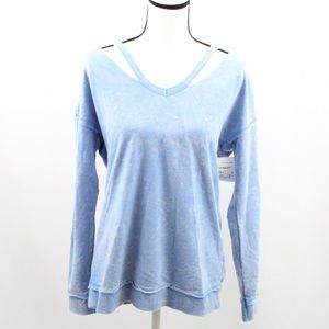 Light Blue Collar Cut Socialite Sweatshirt